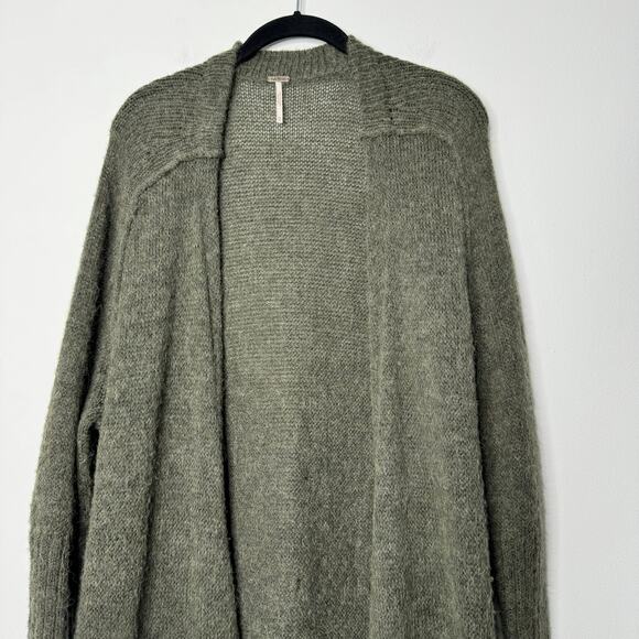 Free People Santa Cruz Long Alpaca Blend Cardigan Olive Green XS - Picture 3 of 9